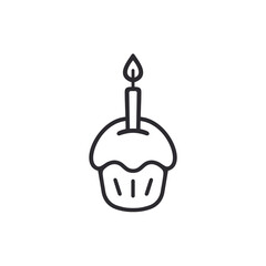 Muffin icon. Sweet cupcake. Muffin dessert. Sweet baking. Vector illustration. Bakery products. Holiday icon.