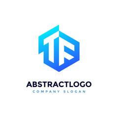 Obraz premium blue color TF letter logo icon design template element for corporate business.