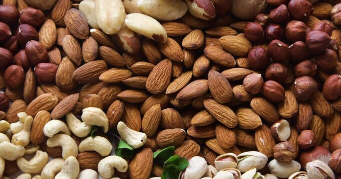 Different types of nuts, seeds and dried fruits	