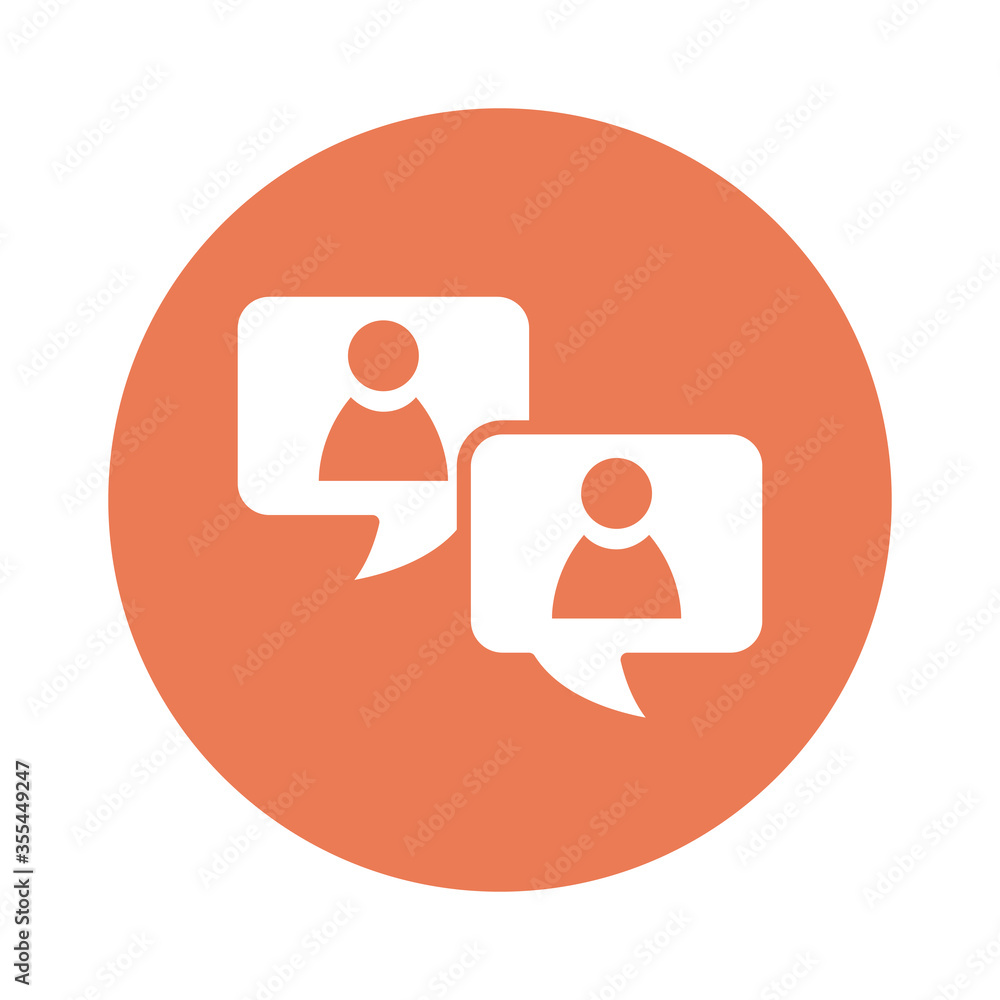 Poster speech bubbles with users block style icon