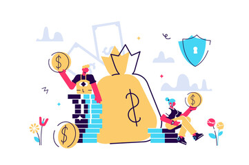Vector flat illustration, concept of money protection