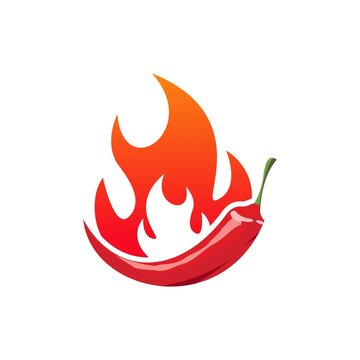 red hot chili pepper in fire flame vector illustration design