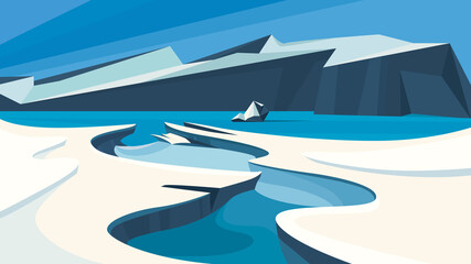 Beautiful arctic landscape. Ice nature scenery.