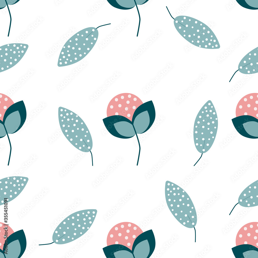 Wall mural floral background vector illustration. scandinavian style. modern art banner. botanical wallpaper. s