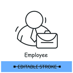 Employee icon. Job position candidate outline sign. Worker employment, headhunting and human resources concept. Business management sign. Thin line vector illustration.Editable stroke
