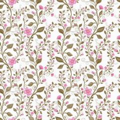 Vintage floral seamless pattern, pencil hand drawn illustration. Vintage floral design for textile, wallpaper or scrapbooking paper.