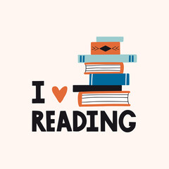 I love reading. Motivation card, print or poster