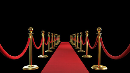 3d rendered red carpet with rope barrier