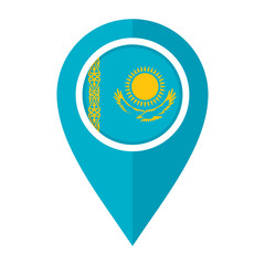 flat map marker icon with kazakhstan flag