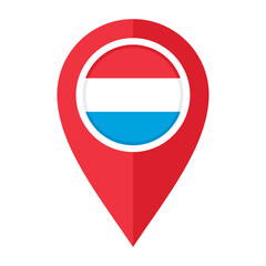 Obraz premium flat map marker icon with luxembourg flag. vector illustration isolated on white background