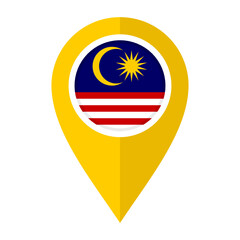 flat map marker icon with malaysia flag. vector illustration isolated on white background