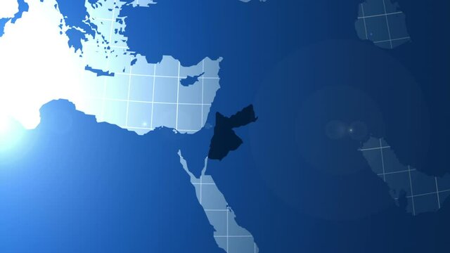 Jordan. Zooming into Jordan on the globe.
