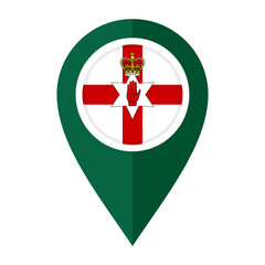 Obraz premium flat map marker icon with northern ireland flag isolated on white background 