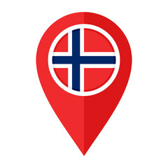 flat map marker icon with norway flag isolated on white background
