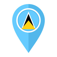 flat map marker icon with saint lucia flag isolated on white background
