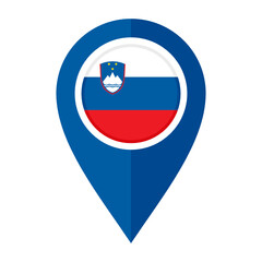 flat mapp marker icon with slovenia flag, isolated on white background
