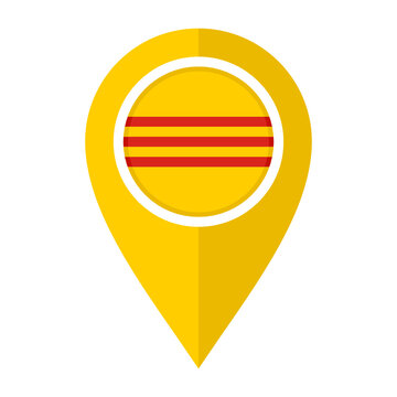 flat mapp marker icon with south vietnam flag, isolated on white background
