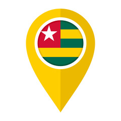 flat map marker icon with togo flag, isolated on white background
