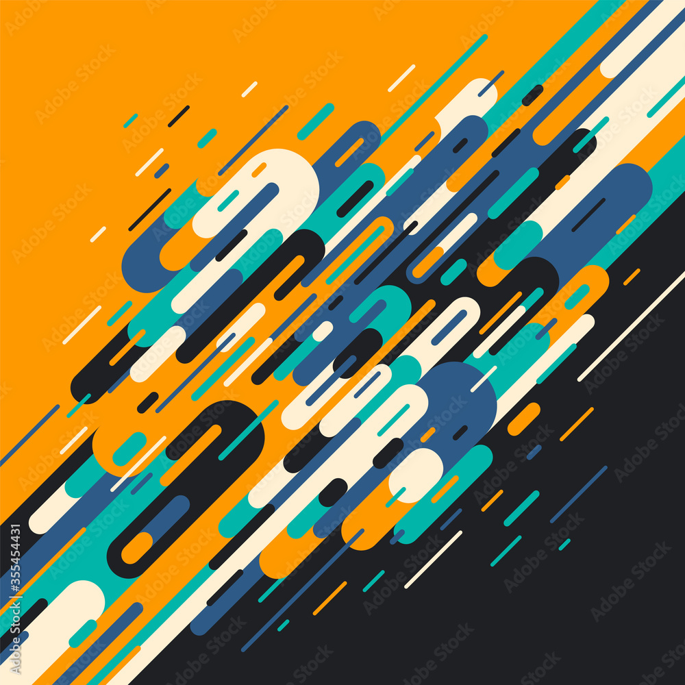 Poster retro style abstraction in color. pattern made of rounded shapes and lines. vector illustration.