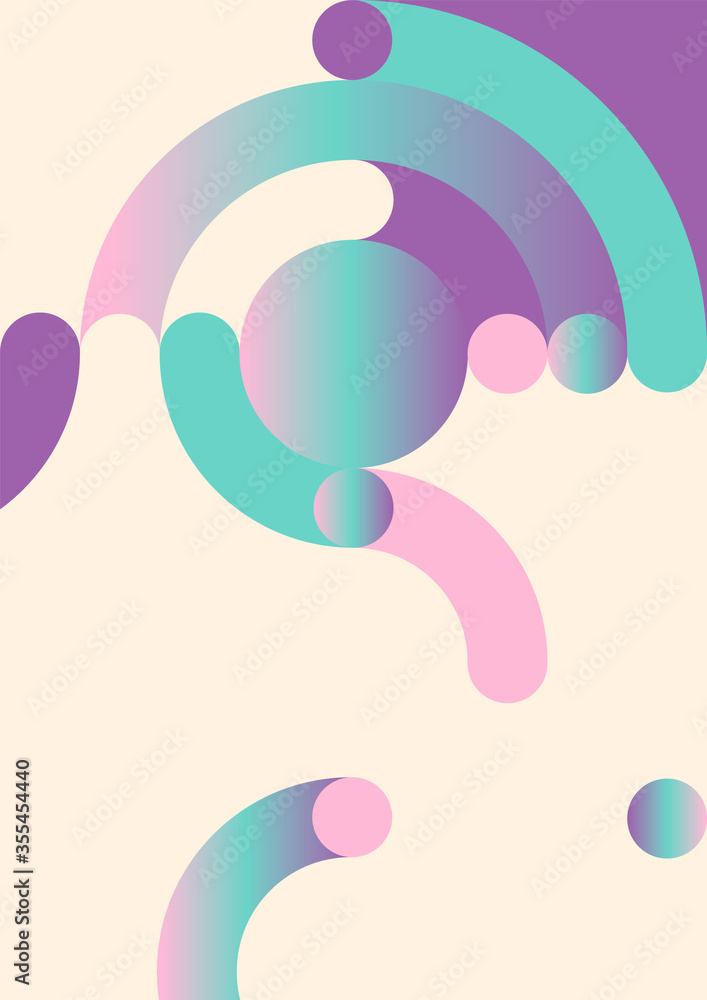Aufkleber retro minimalist design made of curved shapes in various colors. abstract composition. vector illust
