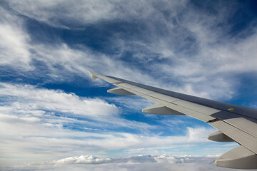 View from an airplane window, while flying above Switzerland.
