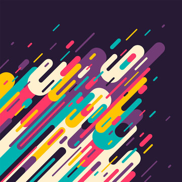 Retro style abstract background, with lined up rounded objects and stripes. Vector illustration.