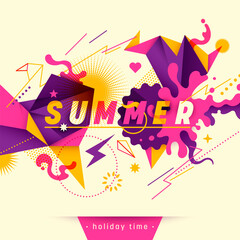Youthful summer background, with abstract style design in intense colors. Vector illustration.