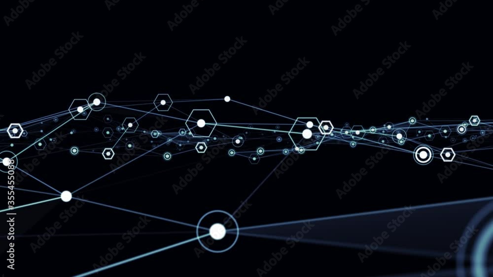 Poster communication network concept in cyberspace. abstract background.
