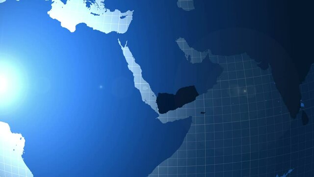 Yemen. Zooming into Yemen on the globe.