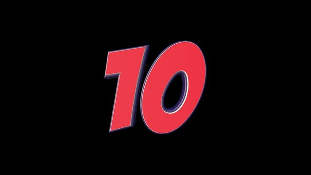 10, Ten Number Comic Number, with Alpha Matte, Loop, 4k
