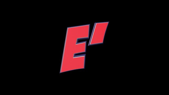 E' with Accent Alphabet Comic Letter, with Alpha Matte, Loop, 4k
