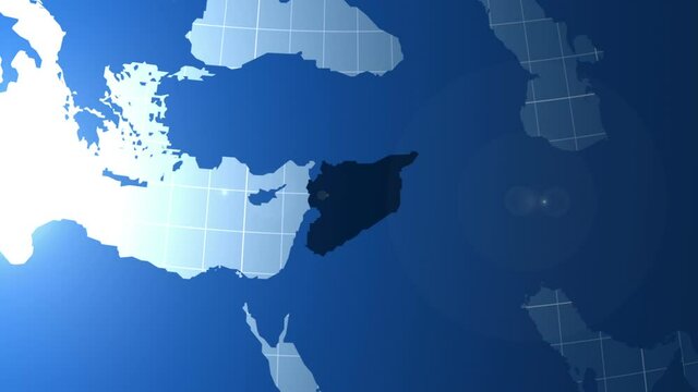 Syria. Zooming into Syria on the globe.