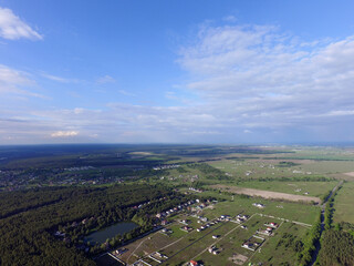 Aerial view of the saburb landscape (drone image). Near Kiev