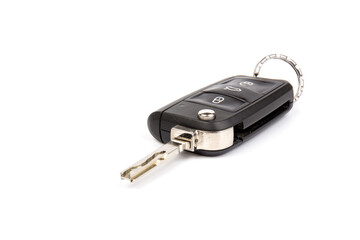 Modern folding car key isolated on white background