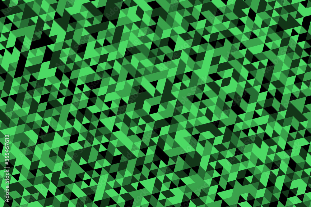 Aufkleber black and green triangles pattern. abstract geometric mosaic. beautiful polygonal ornament. simle ve