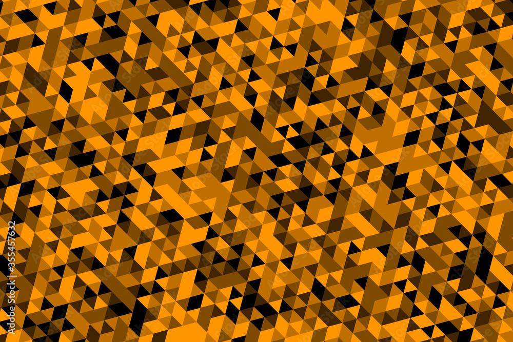 Aufkleber black and orange triangles pattern. abstract geometric mosaic. beautiful polygonal ornament. simle v