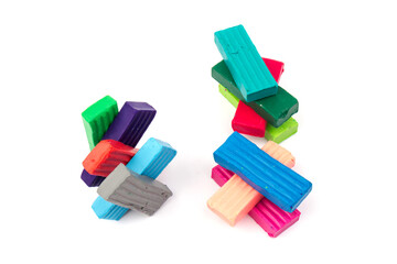 Сolorful plasticine isolated on white background. Space for text