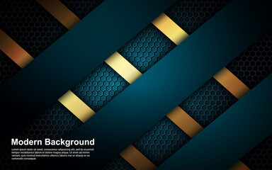 Illustration vector graphic of Abstract background golden effect on blue color modern