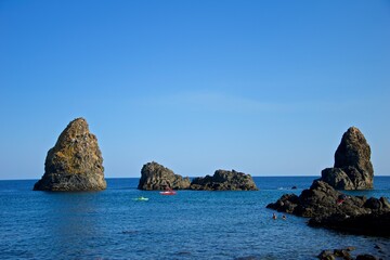 Fototapeta na wymiar Rocky shores near Catania, Sicily
