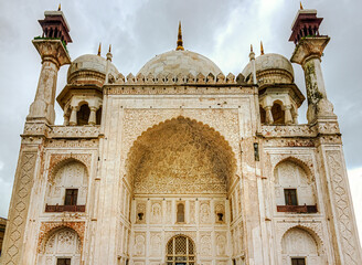 The Bibi ka Maqbara was built by Azam Shah in 1678, as a son's tribute to his mother, Begum Rabia Durrani, the Queen of Mughal emperor Aurangzeb. Aurangabad, Maharashtra, India