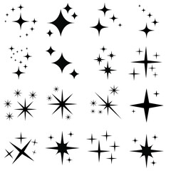 Obraz premium Star icons set. Twinkling stars illustration collection. Sparkles, shining burst. Christmas vector symbols isolated.