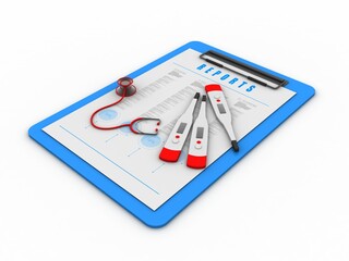 3d rendering Electrical thermometer with stethoscope