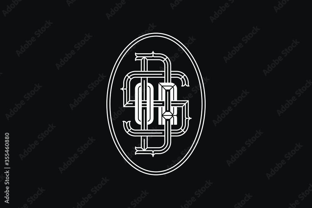 Fototapete white on black background s or d monogram initial vector design for any use
