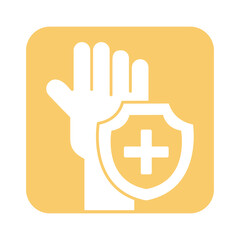 Obraz premium medical cross symbol with shield line style