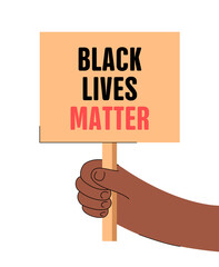 No racism. Hand in cartoon style, poster with the phrase no racism. Text message for the protest. Typographic banner design on a light background. Vector illustration.