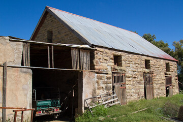 Old derelict stone stables on farm in the Karoo South Africa