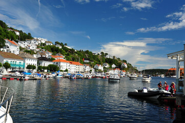 Fototapeta na wymiar Risoer harbour in Norway on a sunny summer day.