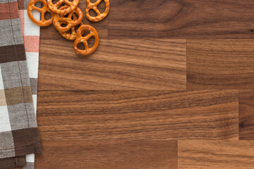 pretzels on wooden background