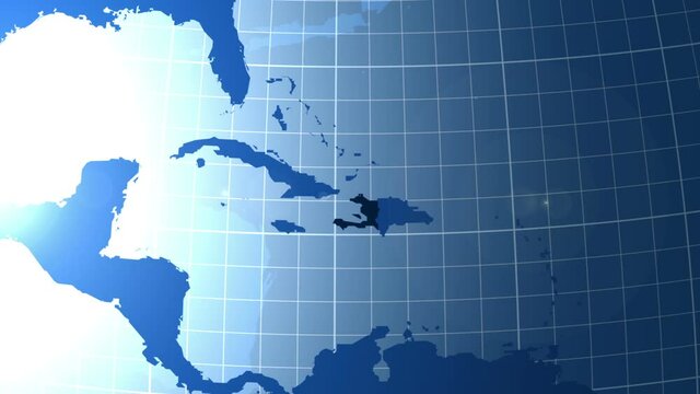 Haiti. Zooming into Haiti on the globe.