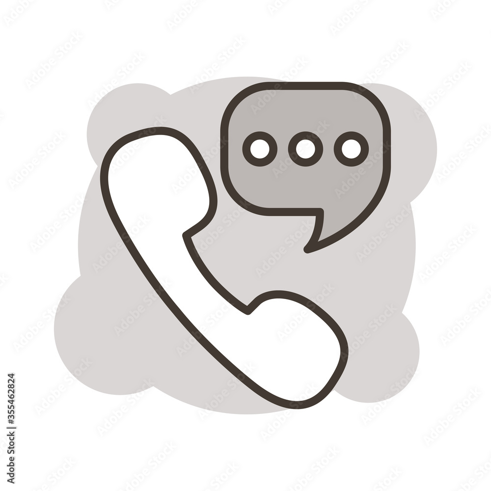 Poster telephone with speech bubble message line style